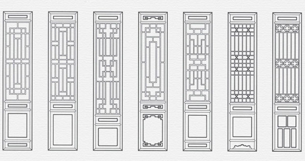 鼓楼常用中式仿古花窗图案隔断设计图